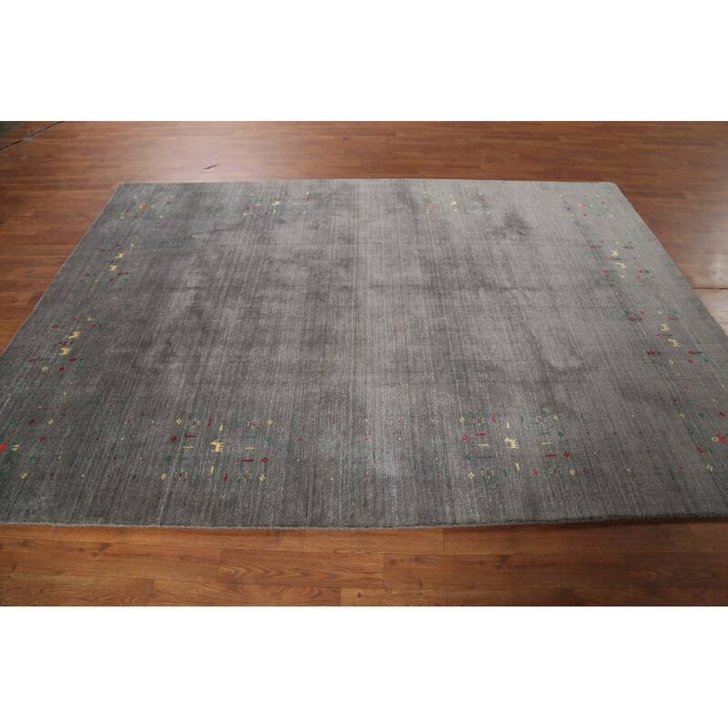 Tribal Gray Gabbeh Oriental Area Rug Hand-Knotted Wool Carpet - 6'1"x 8'6"