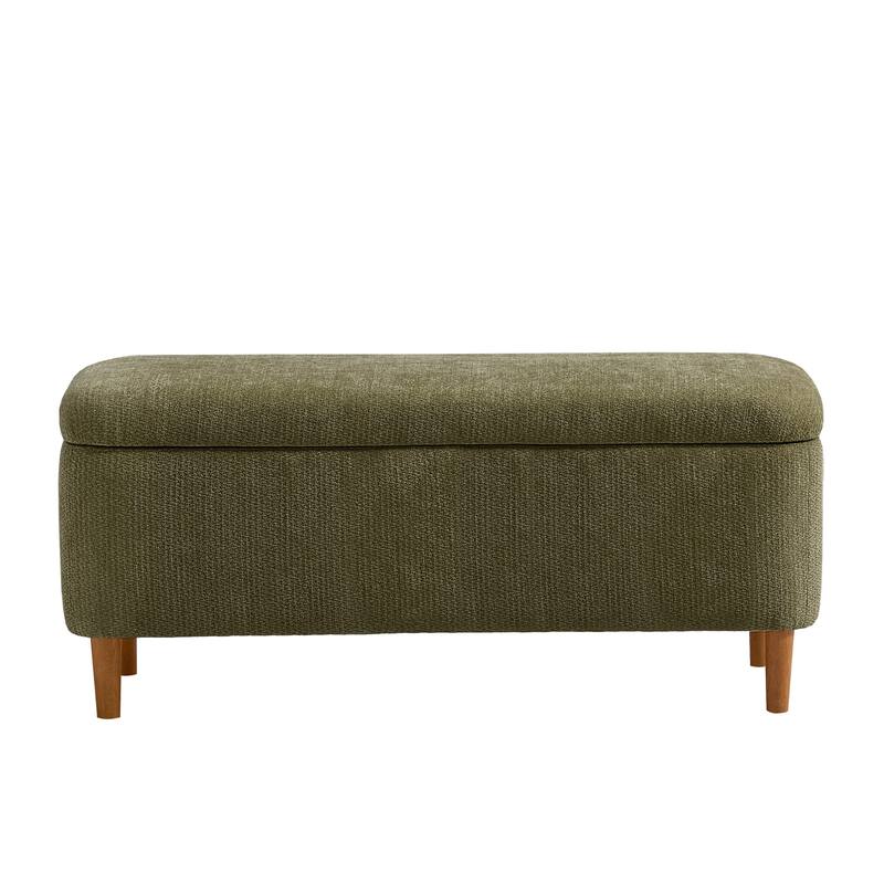 39in Soft Chenille Fabric Storage Ottoman Bench for Bedroom / Entryway Bed Foot / Living Room，Upholstered Entryway Bench