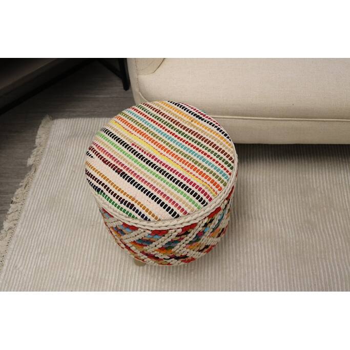 Home&Manor Lyon Cotton Round Stool