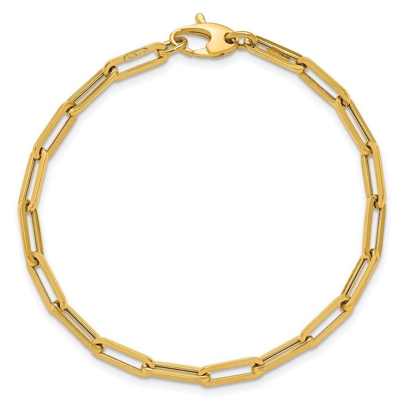 Curata Solid 18k Yellow Gold Italian 7.5" 4mm Paperclip Link Bracelet