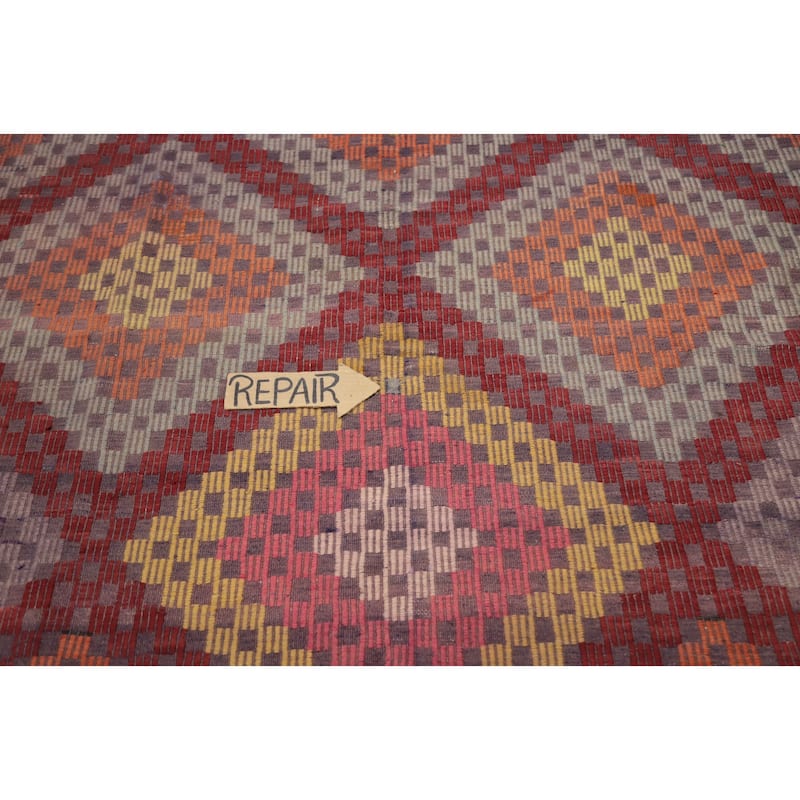 Hand Woven Oriental 100% Wool Carpet Southwestern Tribal Multi-Colored Kilim Area Rug - 9' 2'' X 5' 10''
