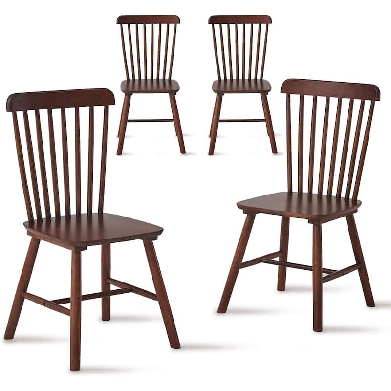 Set of 4 Solid Wood Dining Chairs - Walnut