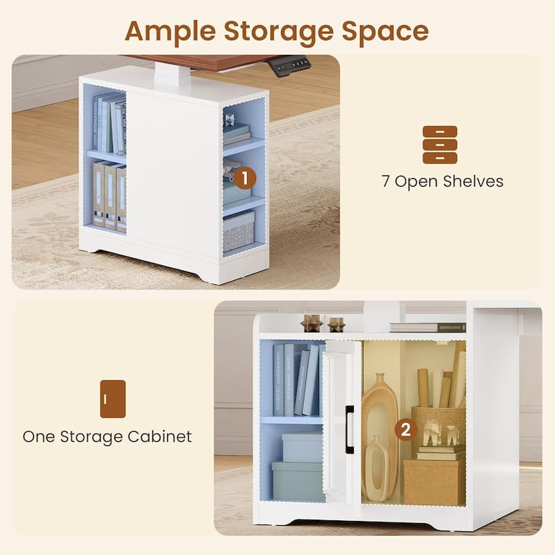 Electric Standing Desk Height Adjustable Computer Desk 3 Drawers Storage Shelves