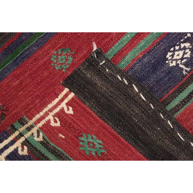 Hand Woven Oriental 100% Wool Carpet Southwestern Tribal Multi-Colored Kilim Area Rug - 9' 9'' X 4' 10''