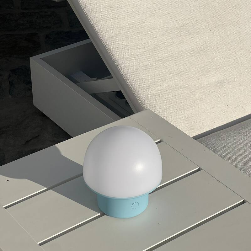 Portobello 6.6 in Matte Blue Modern Portable Indoor/Outdoor Integrated LED Bedside Table Lamp with Built-In Dimmer