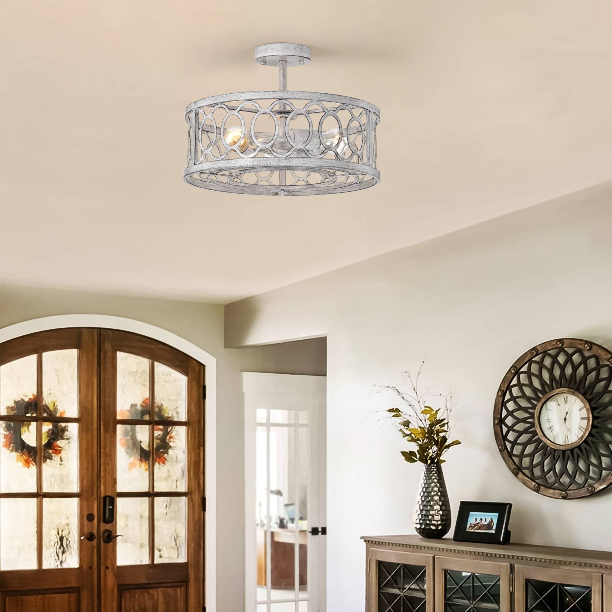 Chic 3 Light Drum Flush Mount Ceiling Light Fixture Ceiling Mount