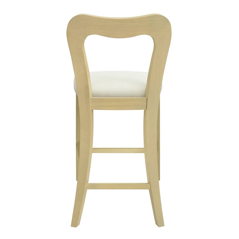 Set of 2 Counter Stools with Upholstered Seats, Rubberwood Frame, Armless Bar Height Stools