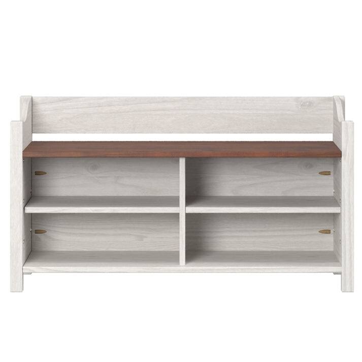 Shoe Rack and Bench White Distressed | Furniture Dash