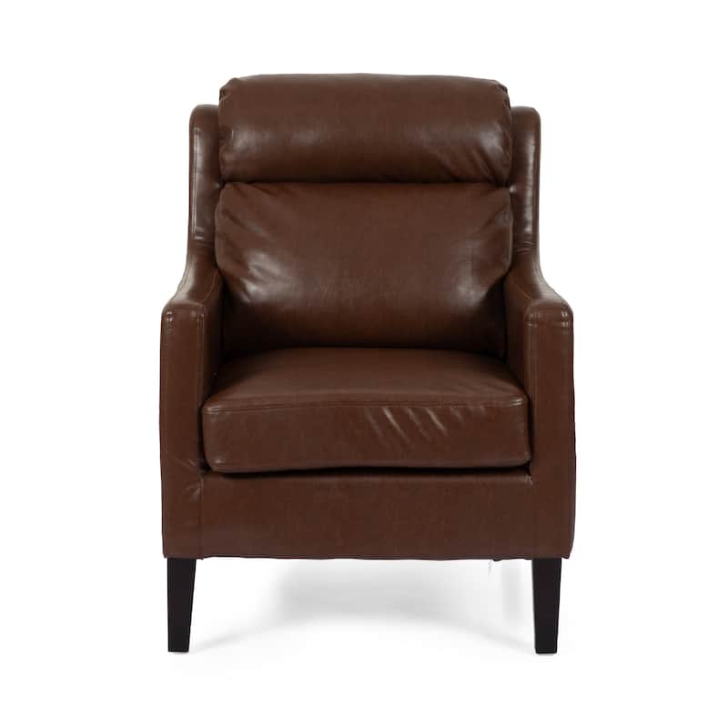 Remma Club Armchair, Waterfall Backrest, Dark Brown Faux Leather