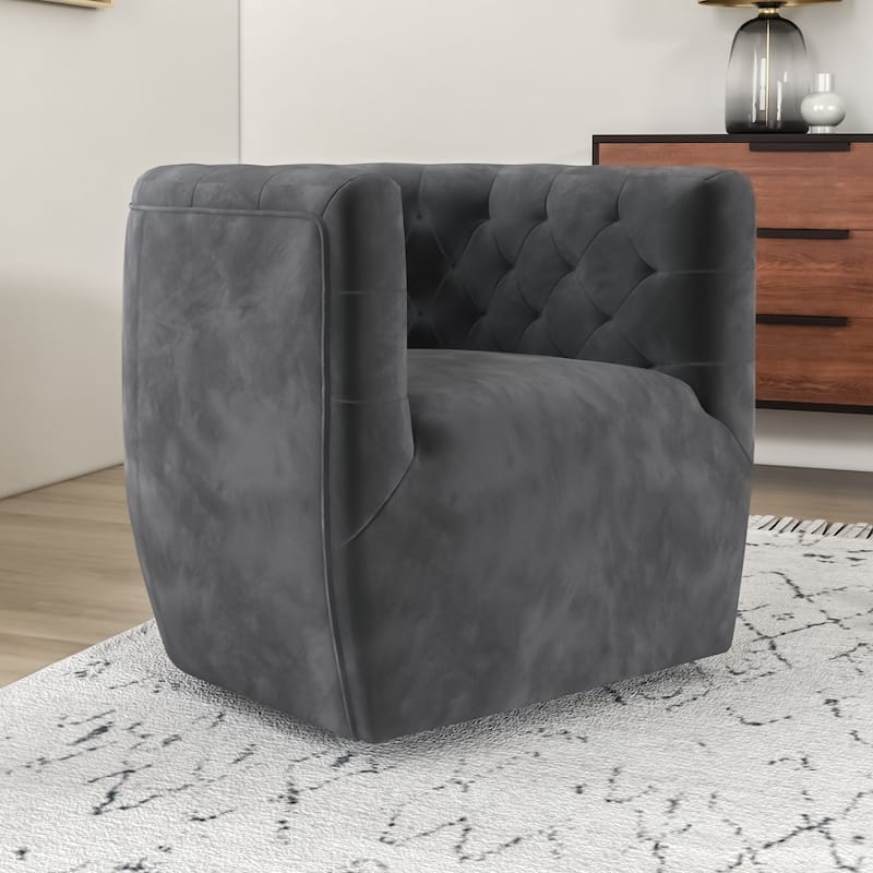 Luxor Mid-Century Modern Furniture Comfy Velvet Swivel Accent Chair