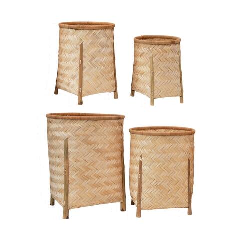 Woven Bamboo Baskets with Legs, Natural, Set of 4