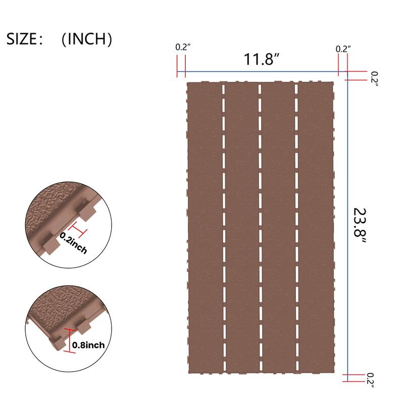 2FT Patio Deck Tiles DIY Module Interlocking Decking Tiles Floor Tile