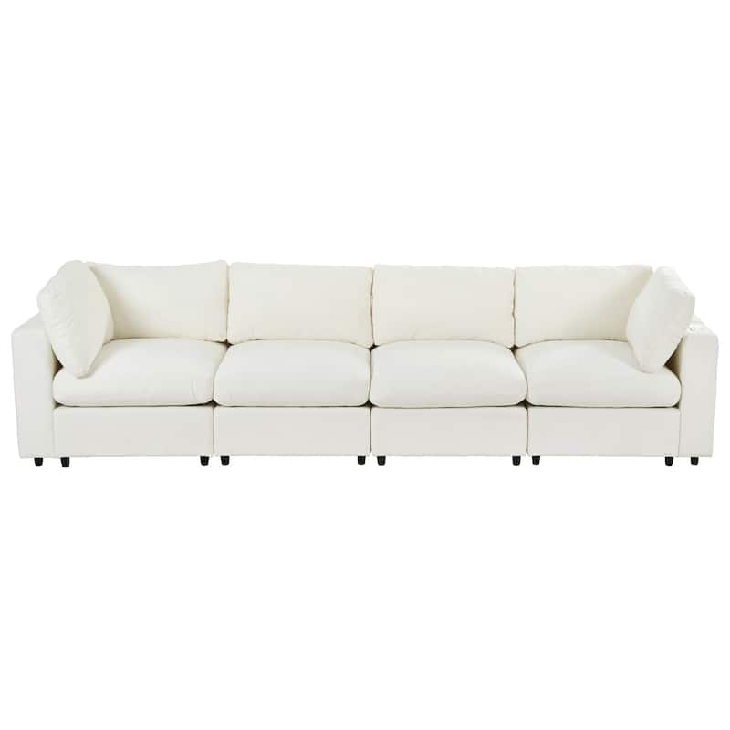 Modular Upholstered Sectional Sofa with Storage Space, USB Charge Ports, Wireless Charging and Built-in Bluetooth Speaker in Arm