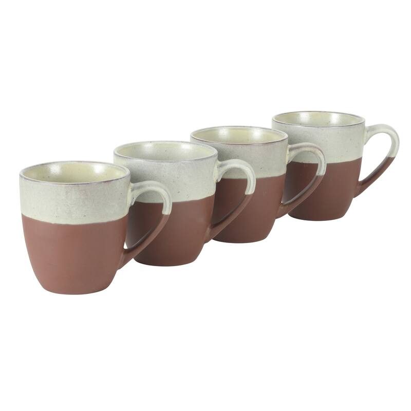 Gibson Elite William Crest 4 Piece Coffee Mug Set, 15oz Stoneware Cups, Reactive Glaze Finish, Round Large Coffee Mugs - Sage Green