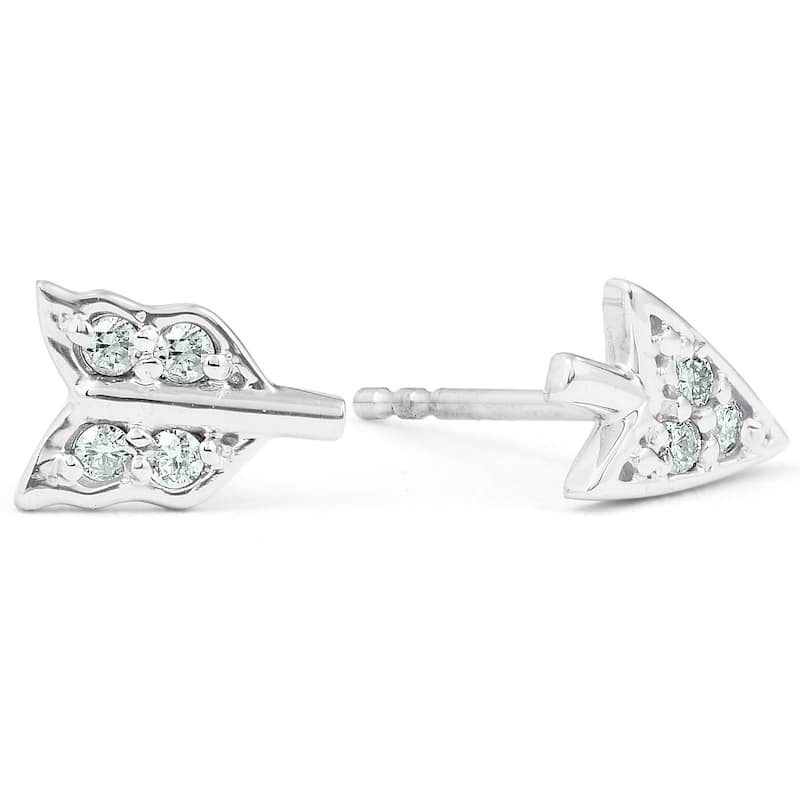 Bliss Diamond White Gold Arrow Diamond Studs Womens Dainty Fashion Earrings