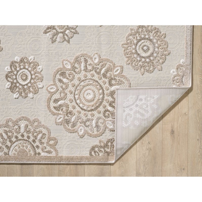 Domani Napa Mid-Century Floral Indoor / Outdoor Area Rug
