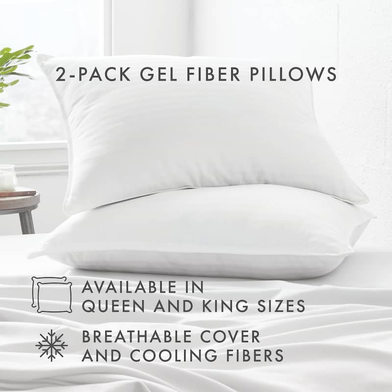 Cooling Luxury Gel Fiber Pillows with 100% Cotton Cover (Set of 2) - Becky Cameron - White