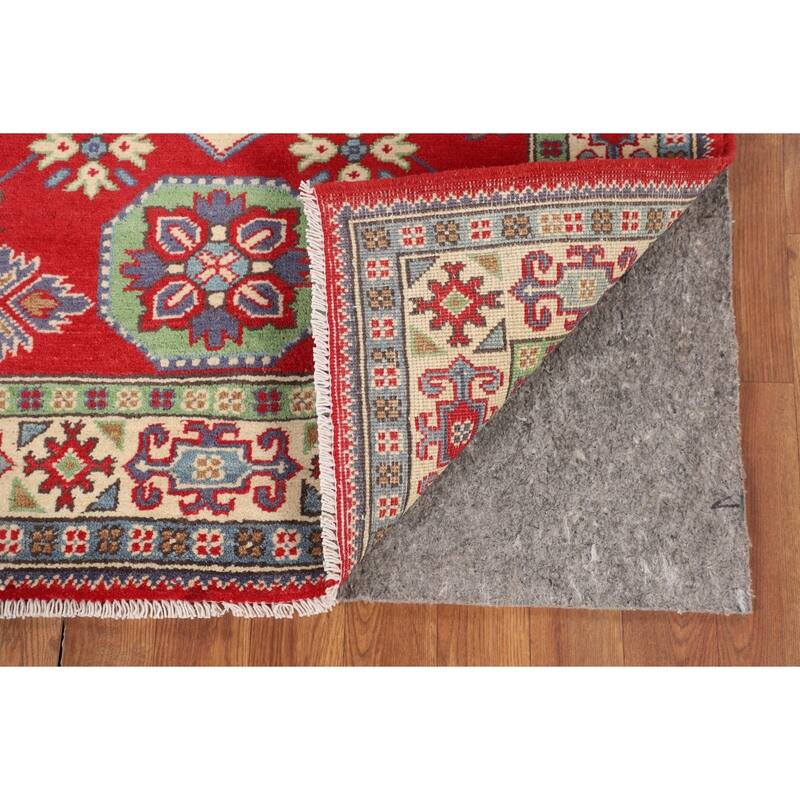 Red Kazak Oriental Foyer Rug Hand-Knotted Wool Carpet - 3'3" x 4'10"