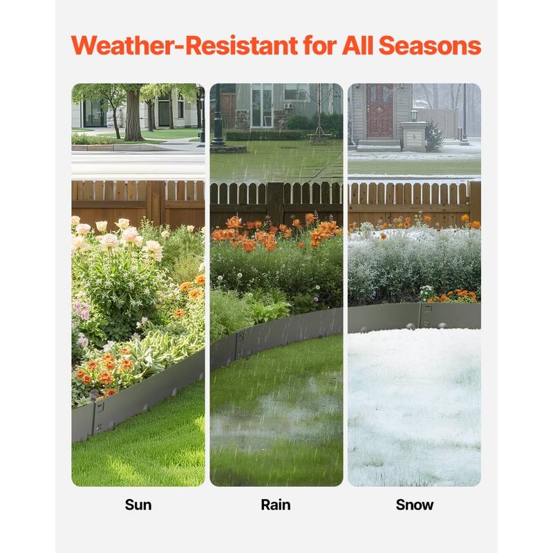 5 Pack Steel Landscape Edging with Spikes Bendable Garden Border for Lawn and Flower Bed Design - 39 x 8.15 x 0.06 in