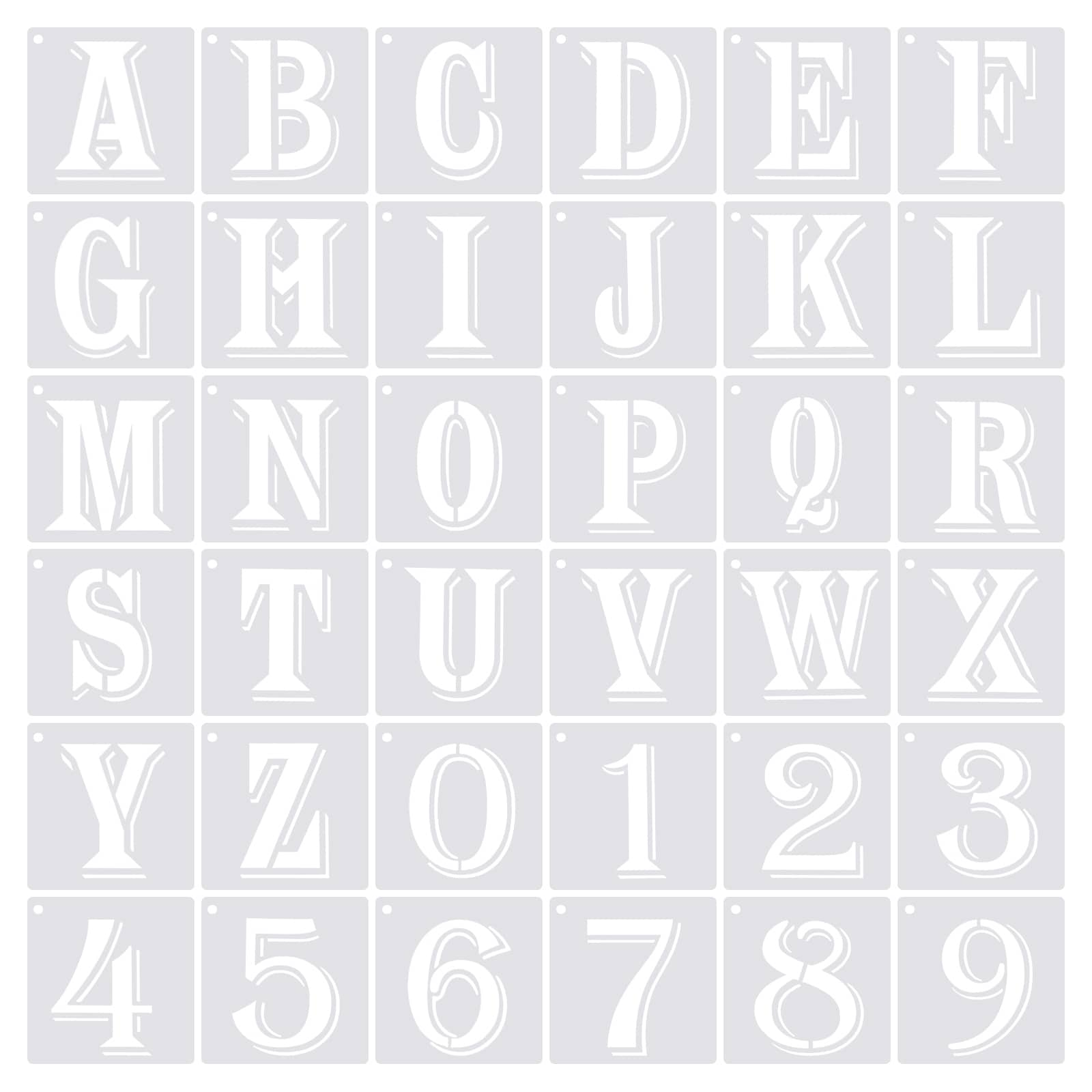 7 Inch Letter Stencils Number Stencils, Alphabet Templates Numbers Stencil  36pcs