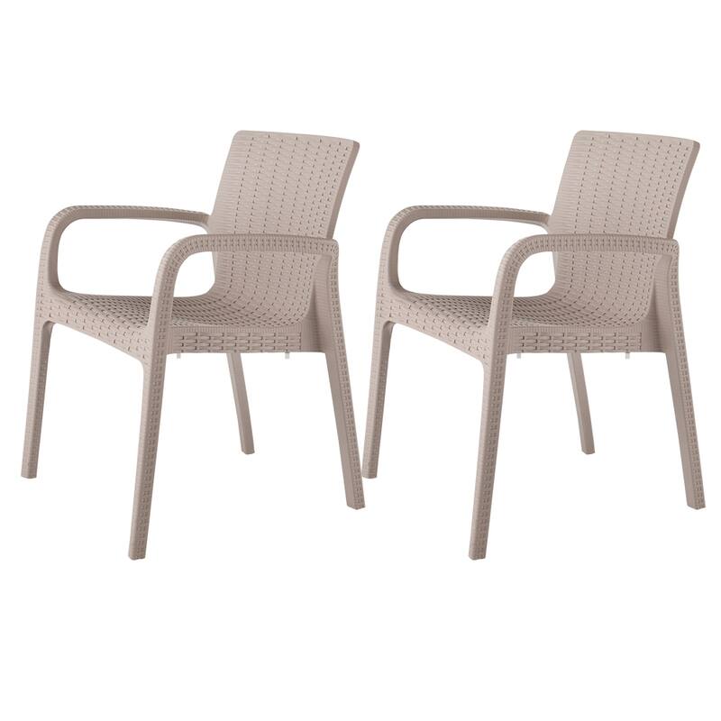 Koppla Resin Stackable All-Weather Dining Armchair, Set of 2 - Taupe