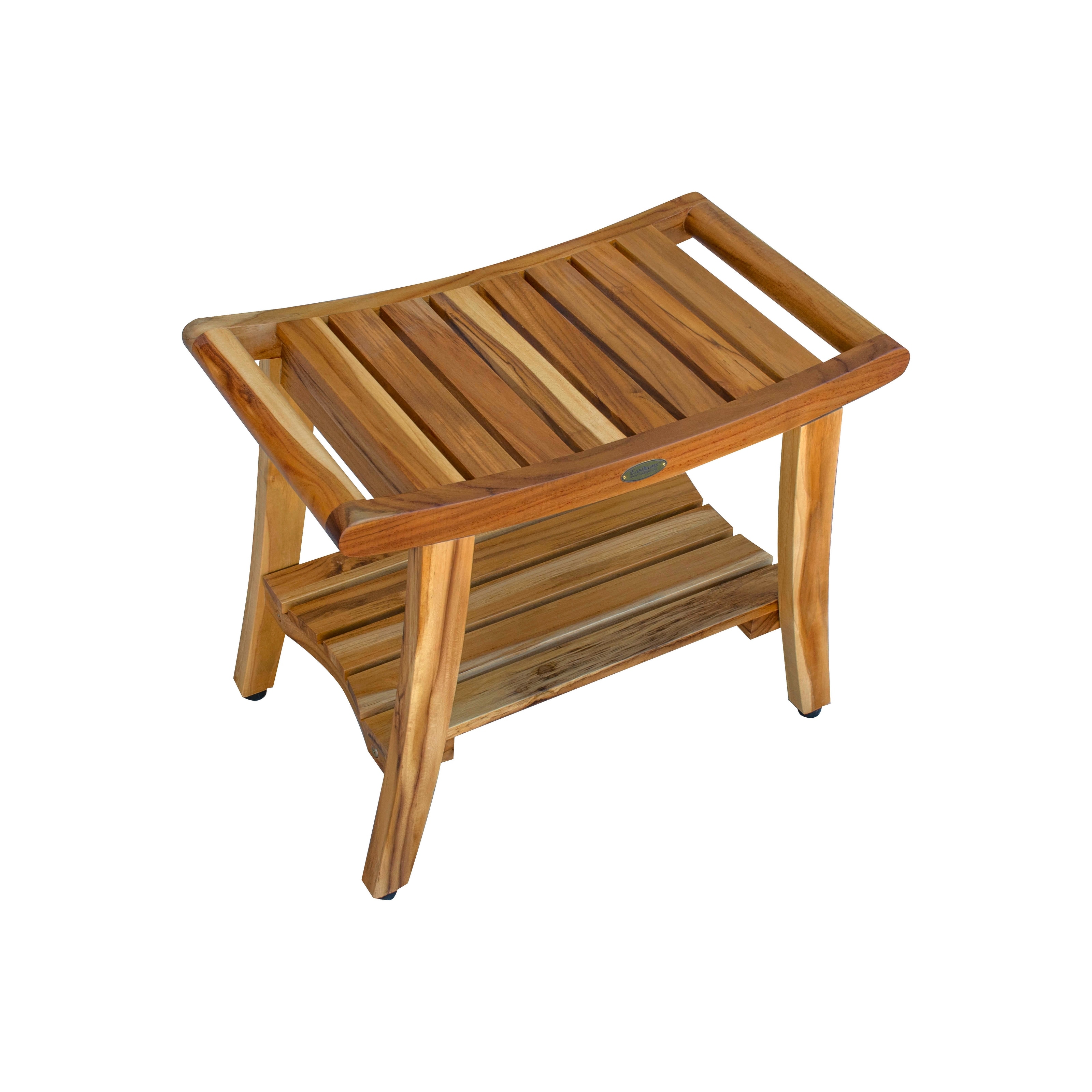 EcoDecors Harmony 30 EarthyTeak Solid Teak Wood Shower Bench With She – US Bath Store