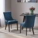 preview thumbnail 7 of 70, Cheney Contemporary Tufted Dining Chairs (Set of 2) by Christopher Knight Home - 21.50" L x 25.00" W x 36.00" H Navy Blue/Dark Brown