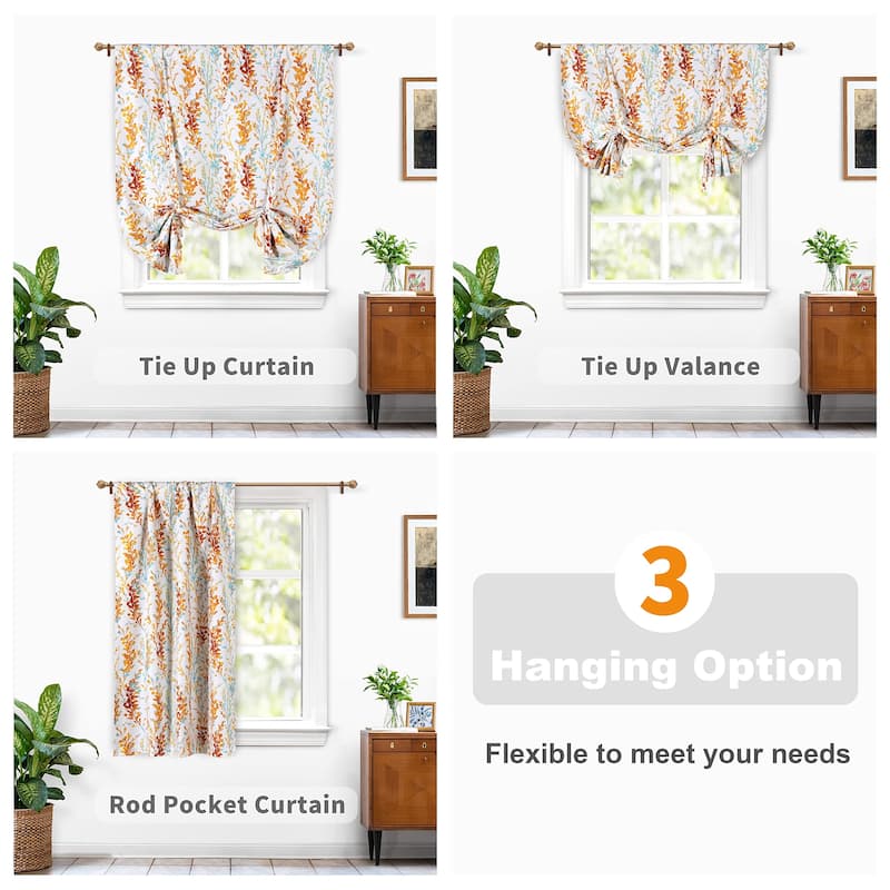 DriftAway Heather Flower Floral Printed Tie Up Curtain