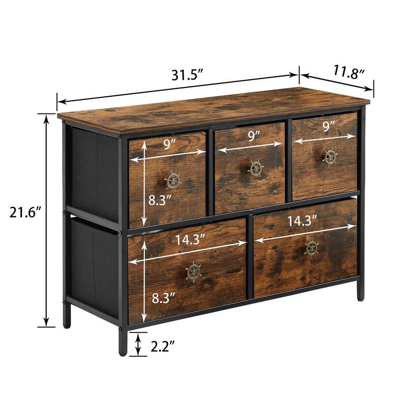 5 Drawers Furniture Storage Chest For Clothing Organization,Brown