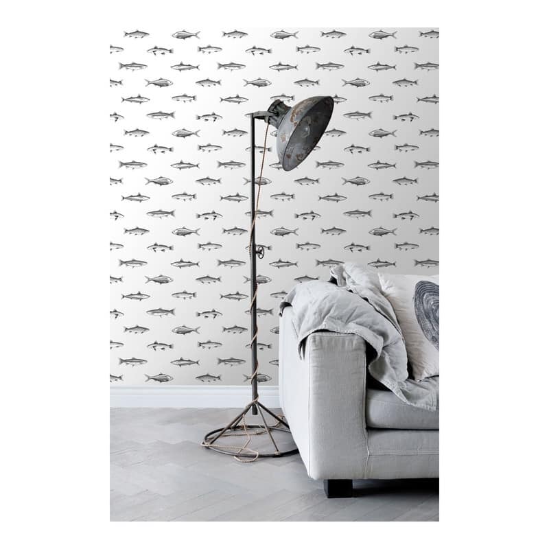 ESTA Home Fiyero Off-White Fish Wallpaper - 20.5 x 396 x 0.025