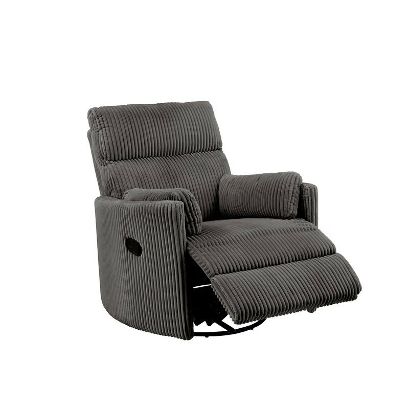 Montclair Plush Corduroy Fabric Manual Swivel Glider Recliner by iNSPIRE Q Classic