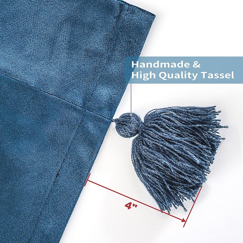 DriftAway Boho Velvet Handmade Tassel Curtain Room Darkening Thermal Insulated Window Curtains