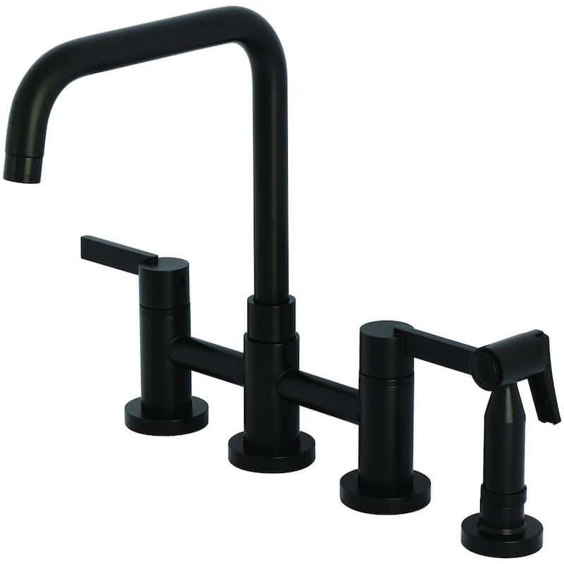 Kingston Brass KS828.CTLBS Continental 1.8 GPM Bridge Kitchen Faucet - Matte Black