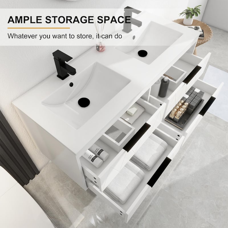 Wall Mount Vanity with Ceramic Sink SMC Sink Soft-Close