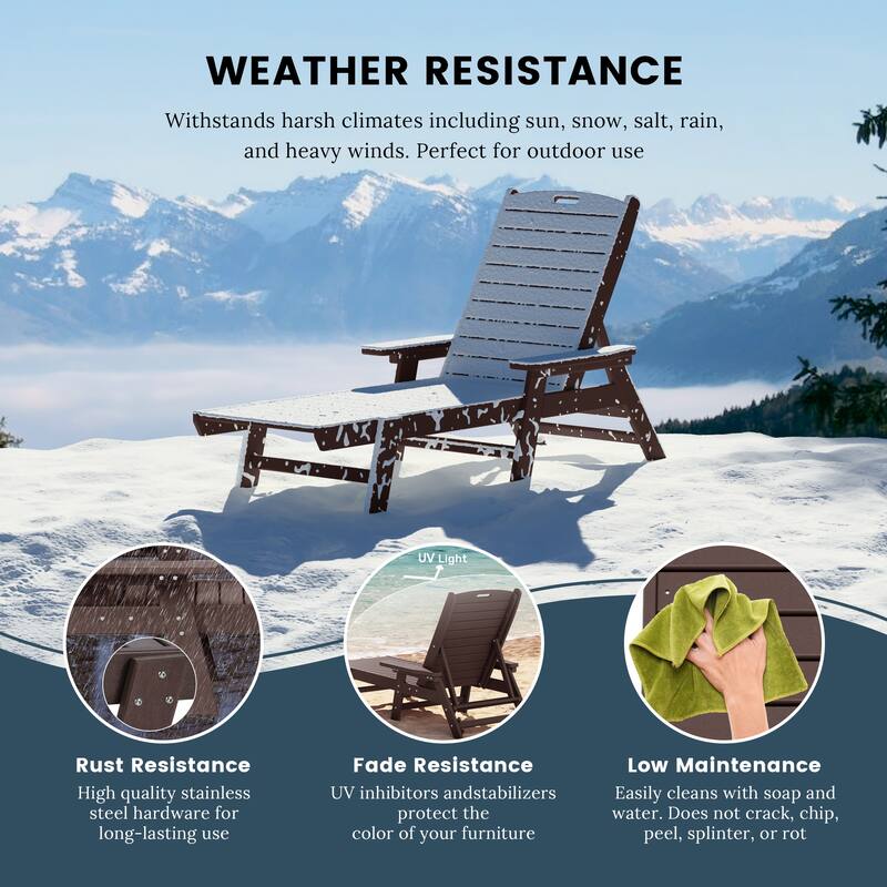 Laguna Hdpe All Weather Outdoor Patio Pool Reclining Chaise Lounge