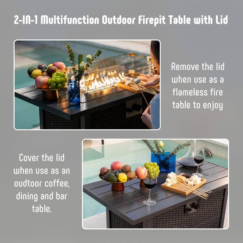 Werph 25"H Gas Fire Pits Table for Patio,Fire Pit Table for Outside,Black