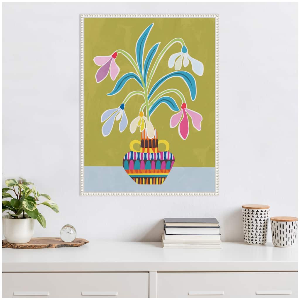 Kate and Laurel Sylvie Snowdrops the January Birth Flower Framed Canvas by Rachel Lee