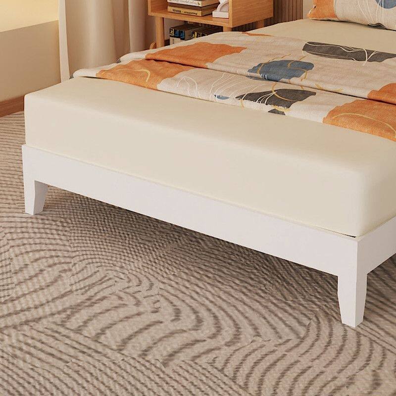 Twin Size Deluxe Bed Frame with Headboard with Solid Wood, No Box Spring Needed, Easy Assembly, White