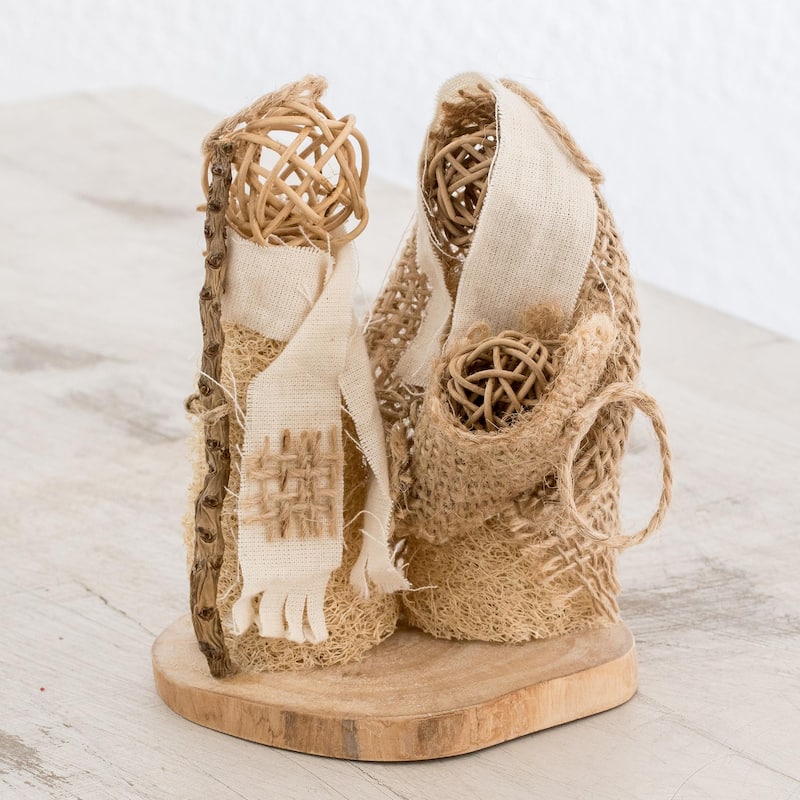 Novica Handmade Bethlehem Love Natural Fiber Nativity Sculpture