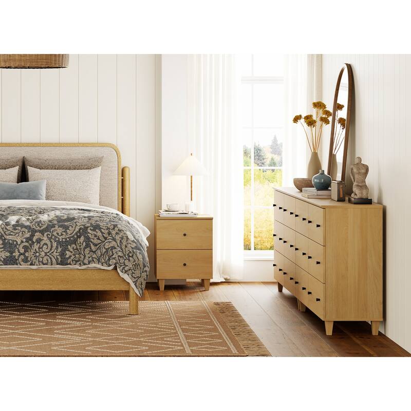 Bedroom 12-Drawer Dresser and Charging Nightstand Set, 94.4" Wide
