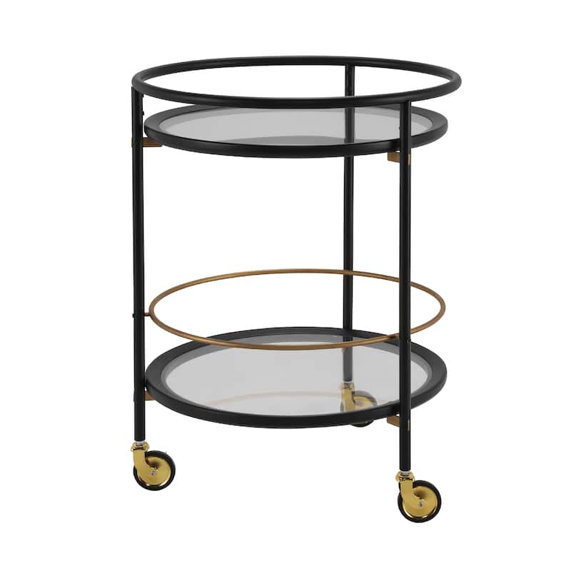 Christopher Knight Home - Aurelia Modern Round Bar Cart with Tempered Glass Shelves