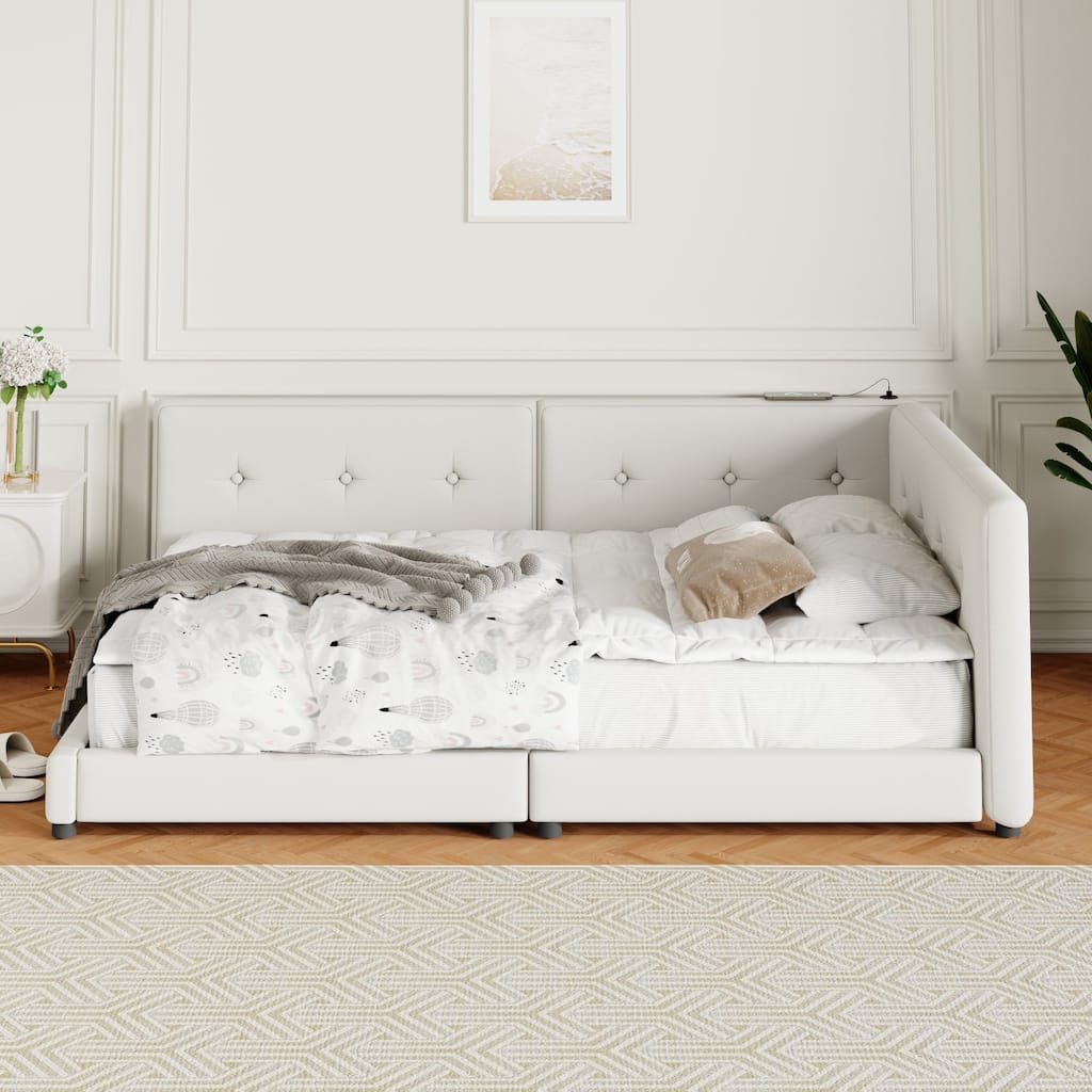 Queen Linen Platform Bed