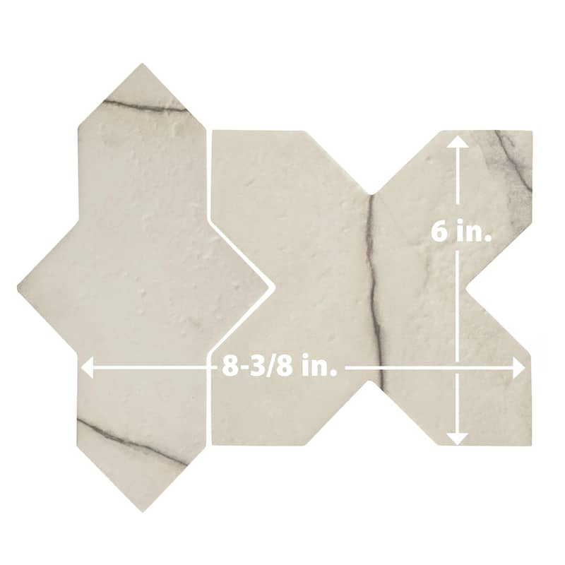Merola Tile Istanbul Squire Shield Day with Day Cross 6" x 8-3/8" Porcelain Floor and Wall Tile - Case (48 Tiles)