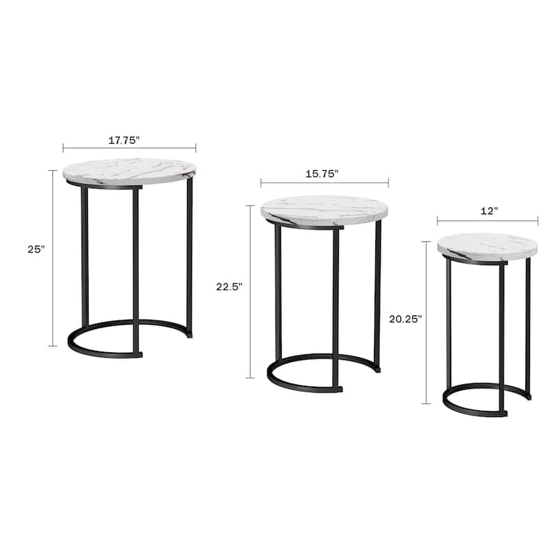Lavish Home Round Living Room End Tables Nesting Tables, Set of 3