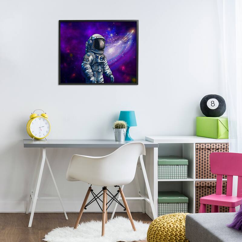 Stupell Astronaut with Swirling Galaxy Framed Giclee Art Design By Jesse Keith