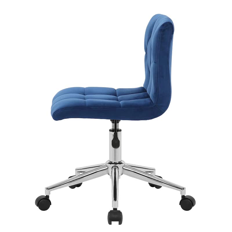 Amali Blue Velvet Upholstered Adjustable Height Swivel Office Chair