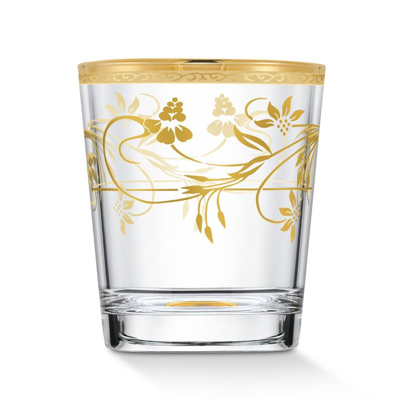 Lorren Home Trends Rosalia Flower Double Old Fashion, Set of 4
