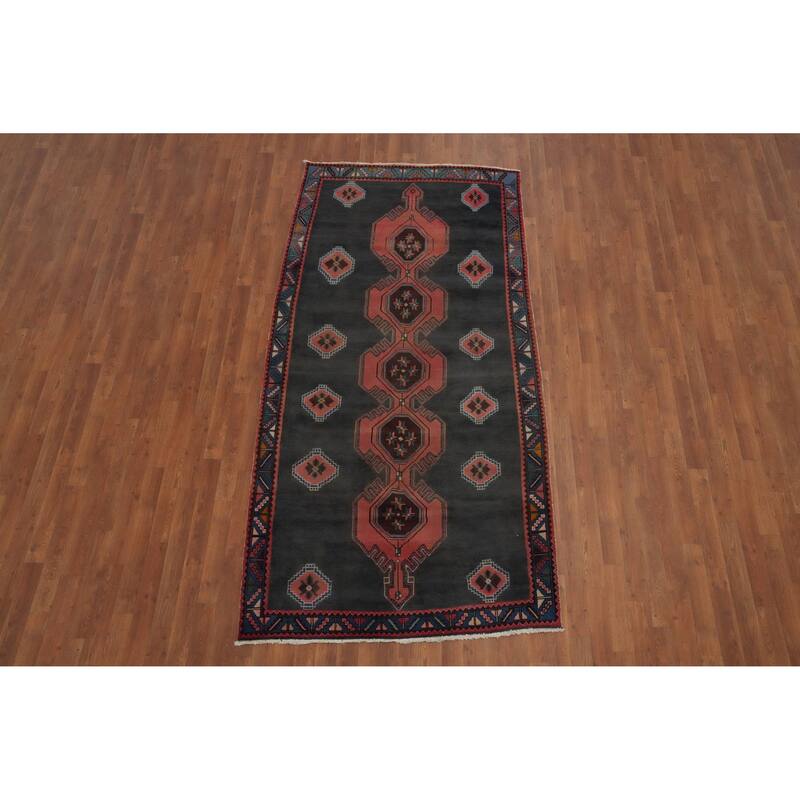 Hand Knotted Oriental 100% Wool Carpet Traditional Tribal Greys & Charcoal Tabriz Area Rug - 8' 8'' X 4' 6''