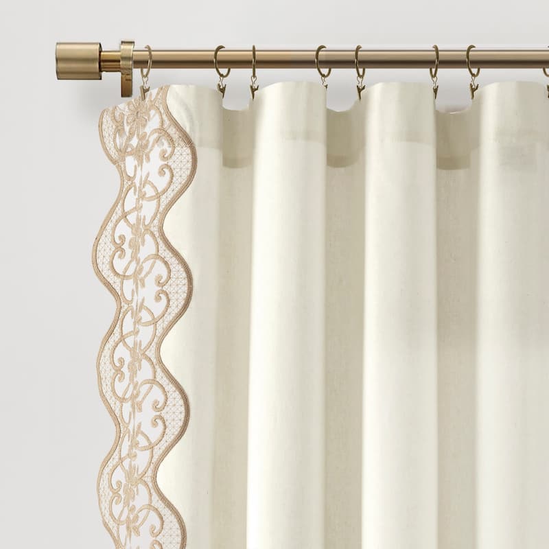 Lush Decor Scalloped Edge Lace Border Window Panel Single 52x84 - 84" x 52"