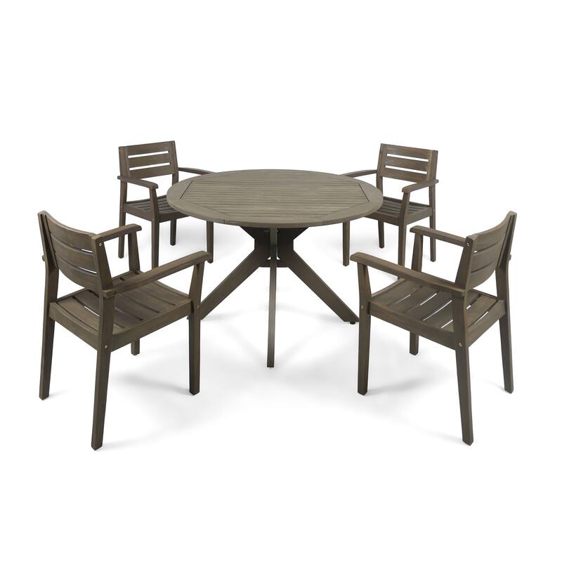 Christopher Knight Home - Stamford Outdoor 5-piece Wood Dining Set - Grey